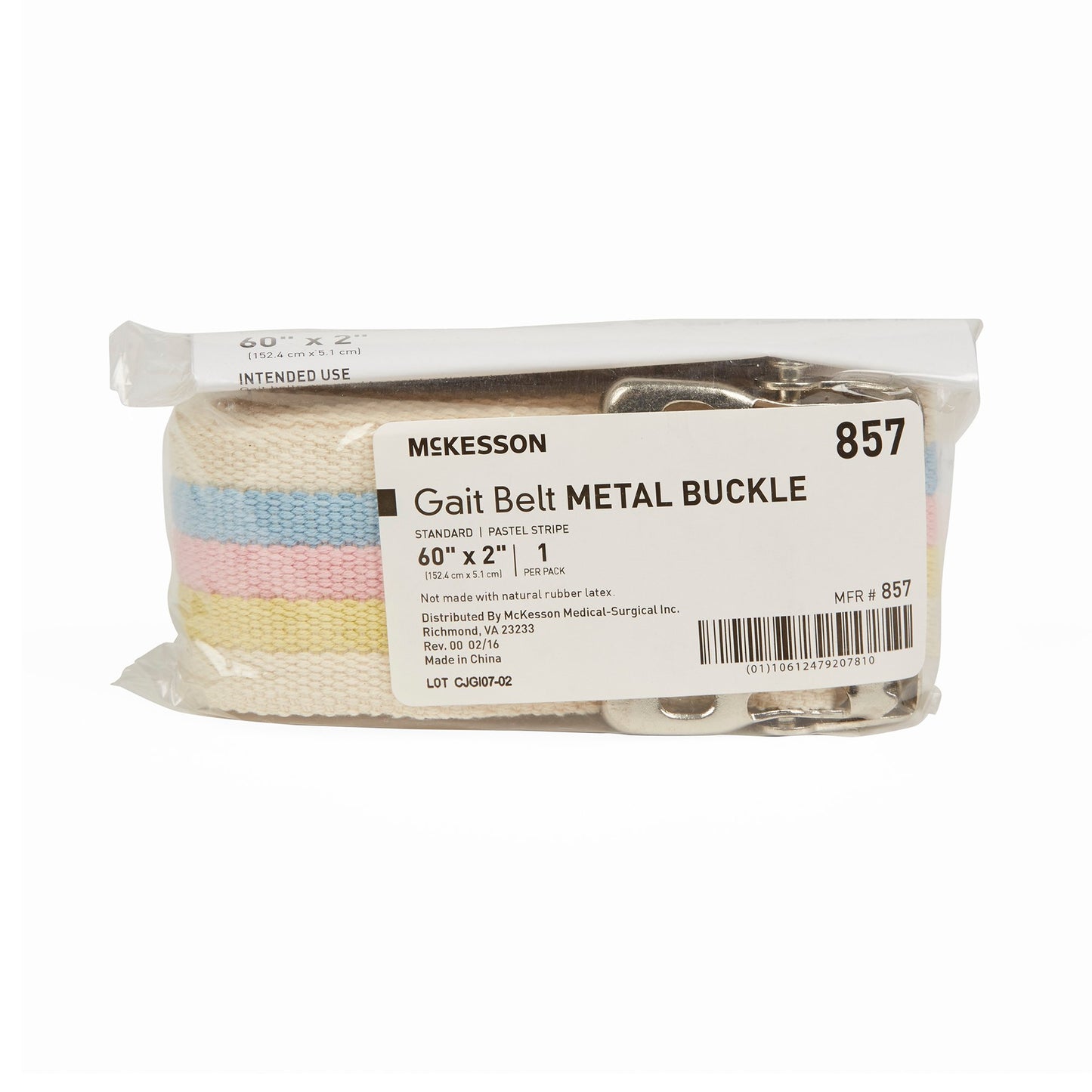 BELT, GAIT STRIP W/METAL BUCKLE PASTEL 60" (48/CS)