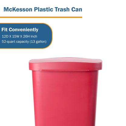 WASTECAN, STEP-ON RECTNGL PLASRED 52QT