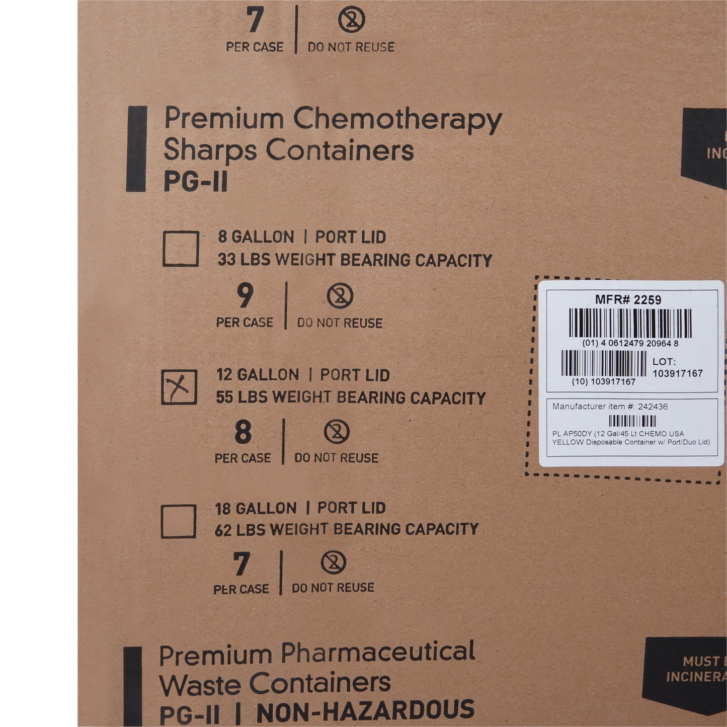 CONTAINER, SHARPS CHEMO YLW 12GL (8/CS)