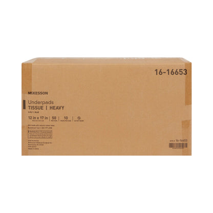 UNDERPAD, 3PLY TISS BLU 12X17 (50/BG 10BG/CS)