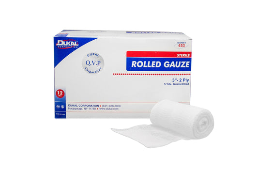 GAUZE, STR ROLLED 3'' (12/BG 8BG/CS)