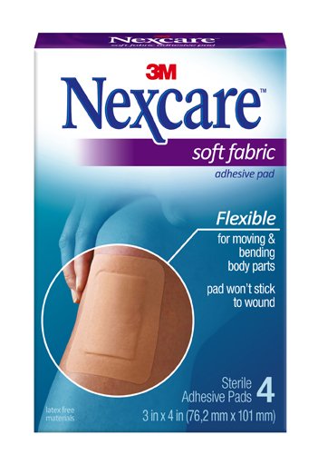 PAD, ADH NEXCARE SOFT FABRIC 3"X4" (4/PK 12PK/BX)
