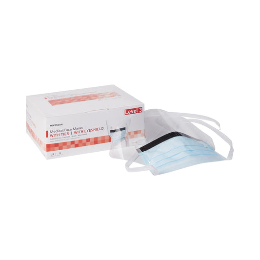 MASK, SURG W/EYESHLD TIES ASTM3 ANTIFOG (25/BX 4BX/CS)