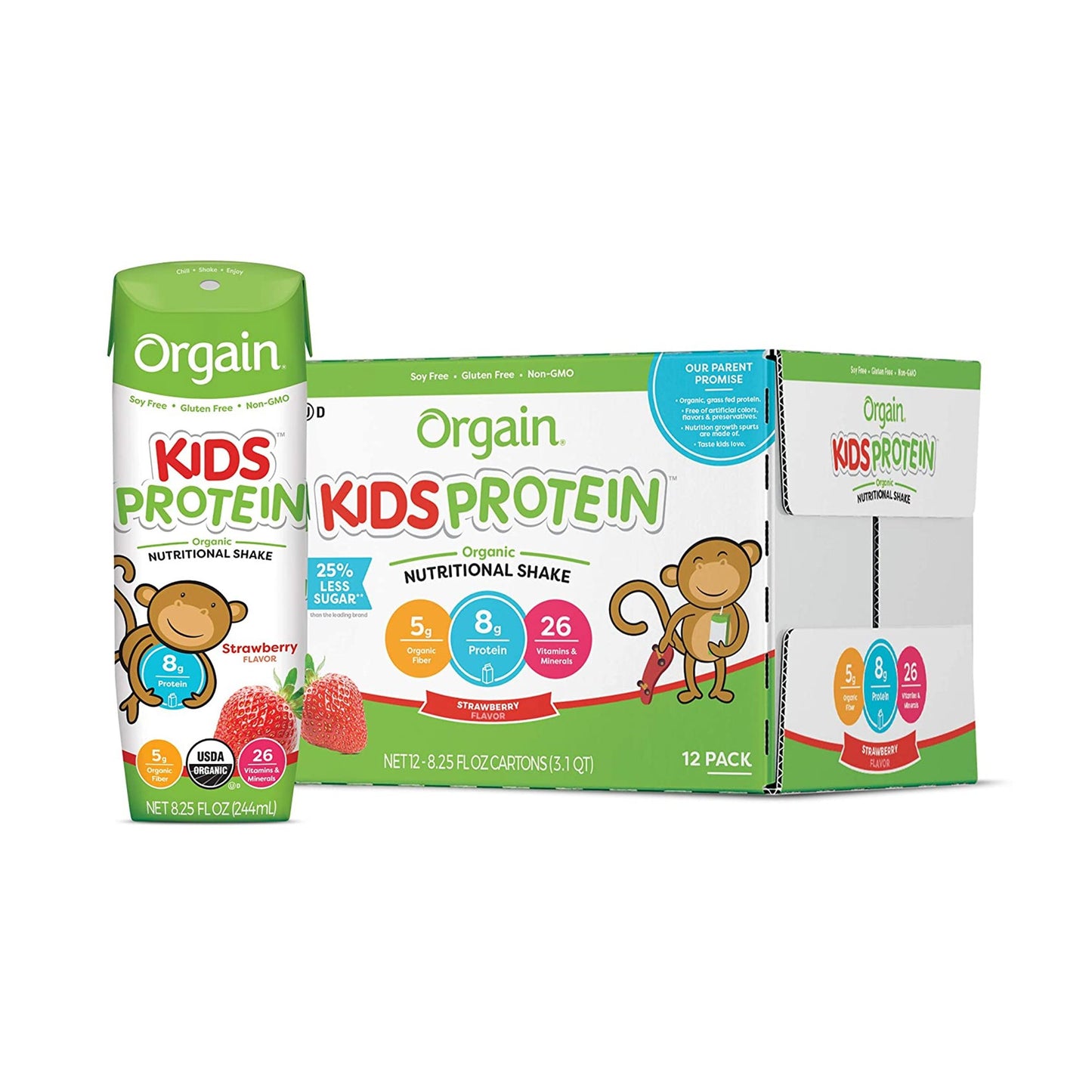 SHAKE, NUTRITIONAL KIDS PROTEIN ORG STRAWBERRY (12/CS)