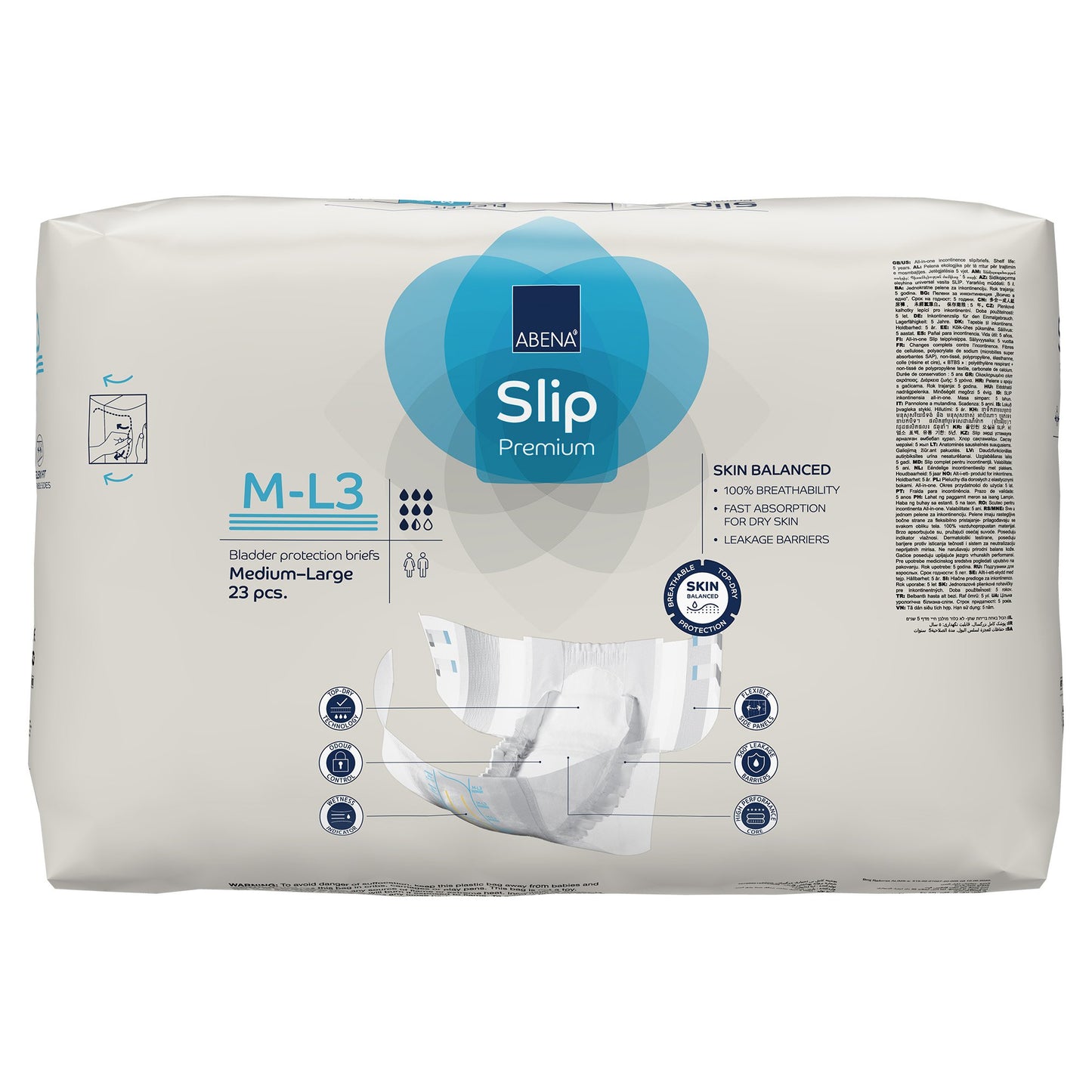 BRIEF, INCONT SLIP FLEX FIT PREM M3-L3 MED/LG (23/PK 4PK/CS)