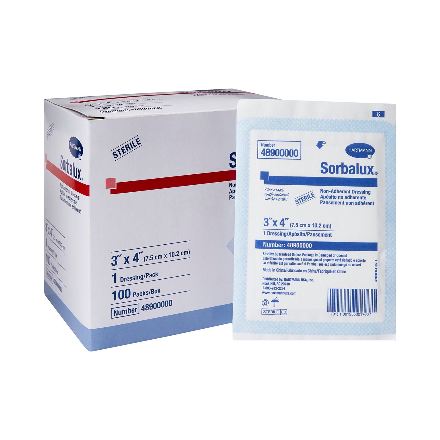 GAUZE, SORBALUX NON-ADHSV 3"X 4" (100/BX 24BX/CS)