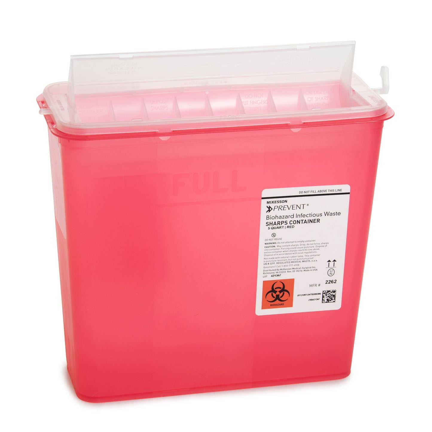 CONTAINER, SHARPS RED 5QT HORIZ (10/BX 2BX/CS)