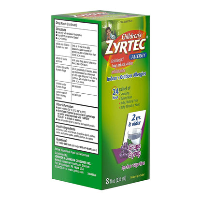 ZYRTEC, SOL ALLERGY CHILDREN GRAPE 24HR 1MG/ML 4OZ