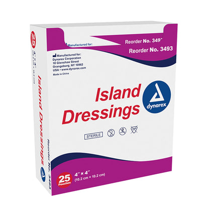 DRESSING, ISLAND STR 4X4" (25/BX 6BX/CS)