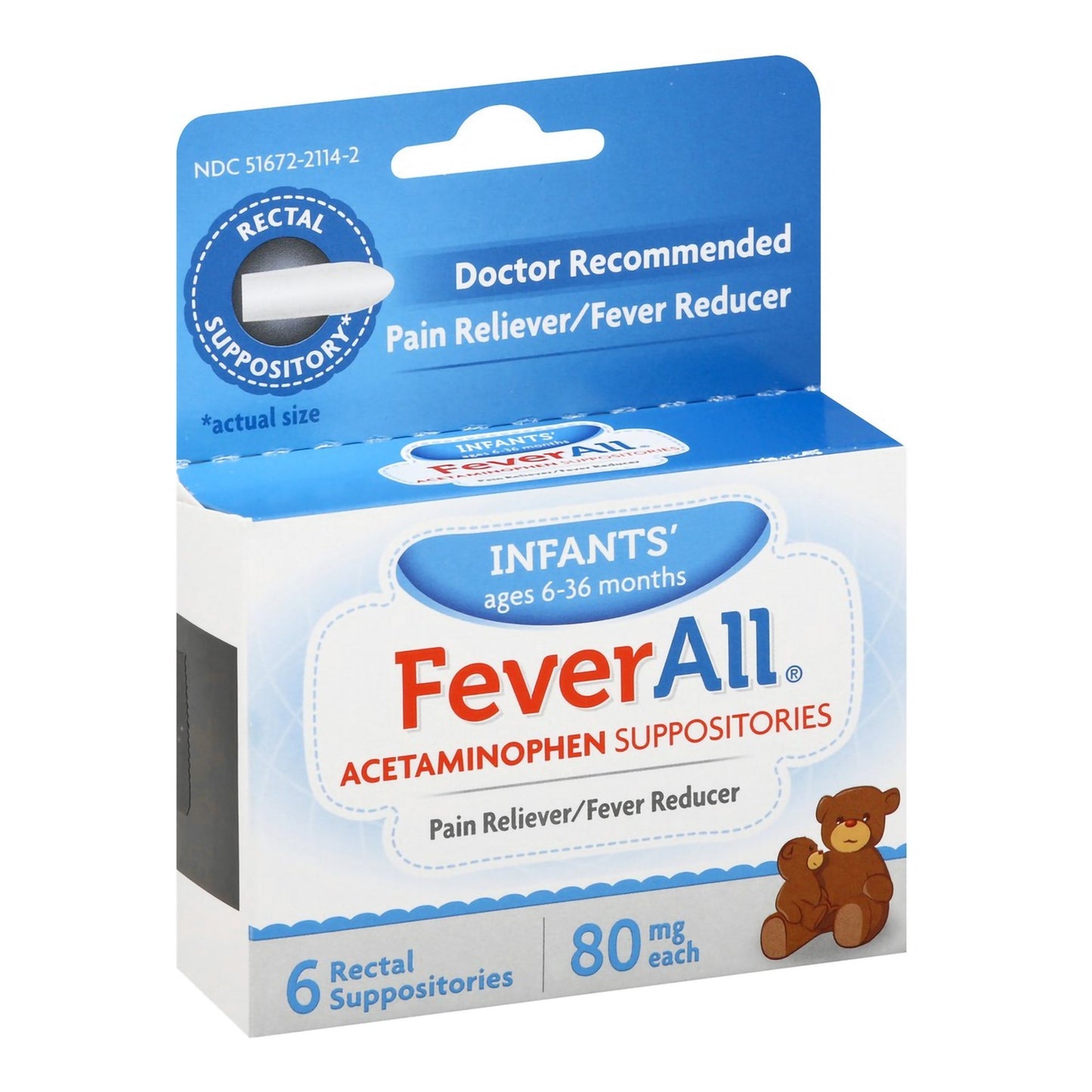 FEVERALL, SUPPOSITORY RECTAL INF 80MG (6/BX)