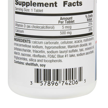 OYSTER SHELL CALCIUM, TAB 500MG +VITMN D3 200IU (60/BT)