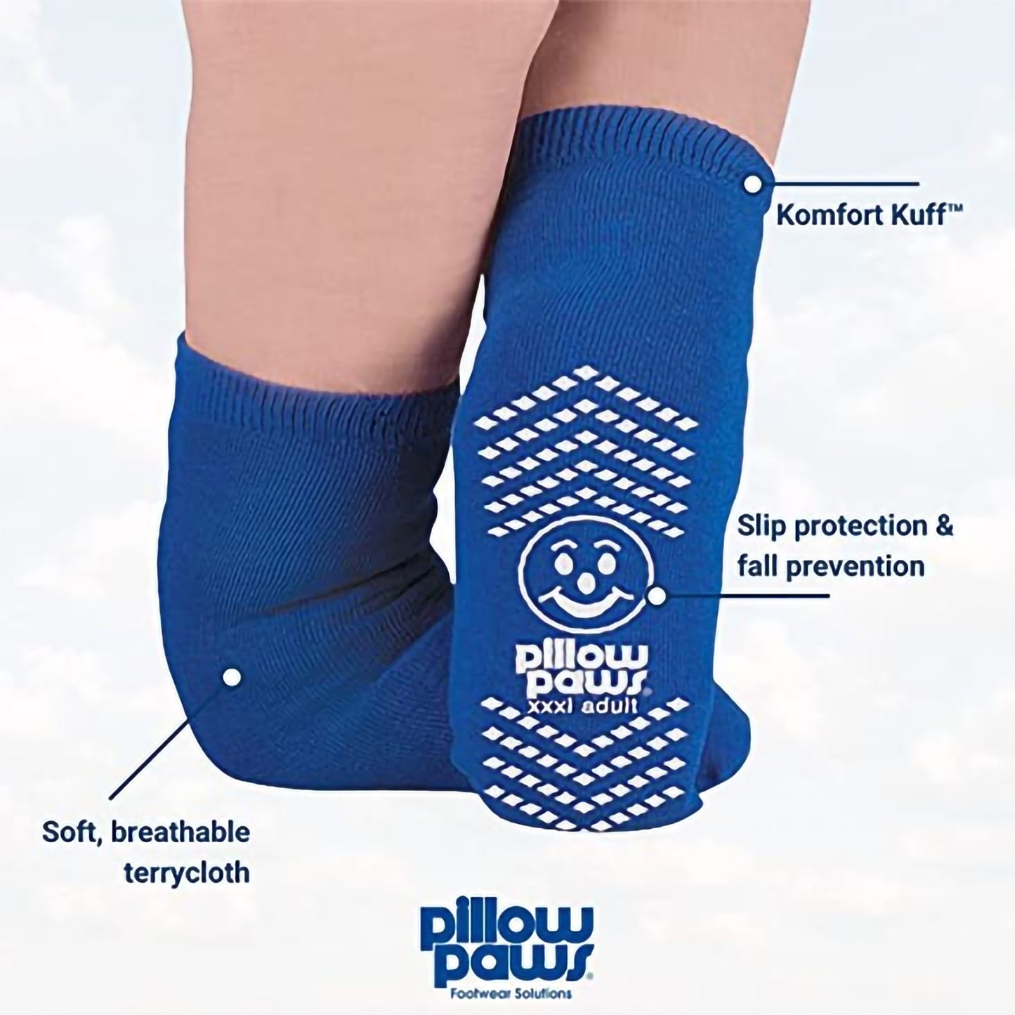 SLIPPER, BARIATRIC PILLOW PAWS360 RBLU 3XLG (48PR/CS)