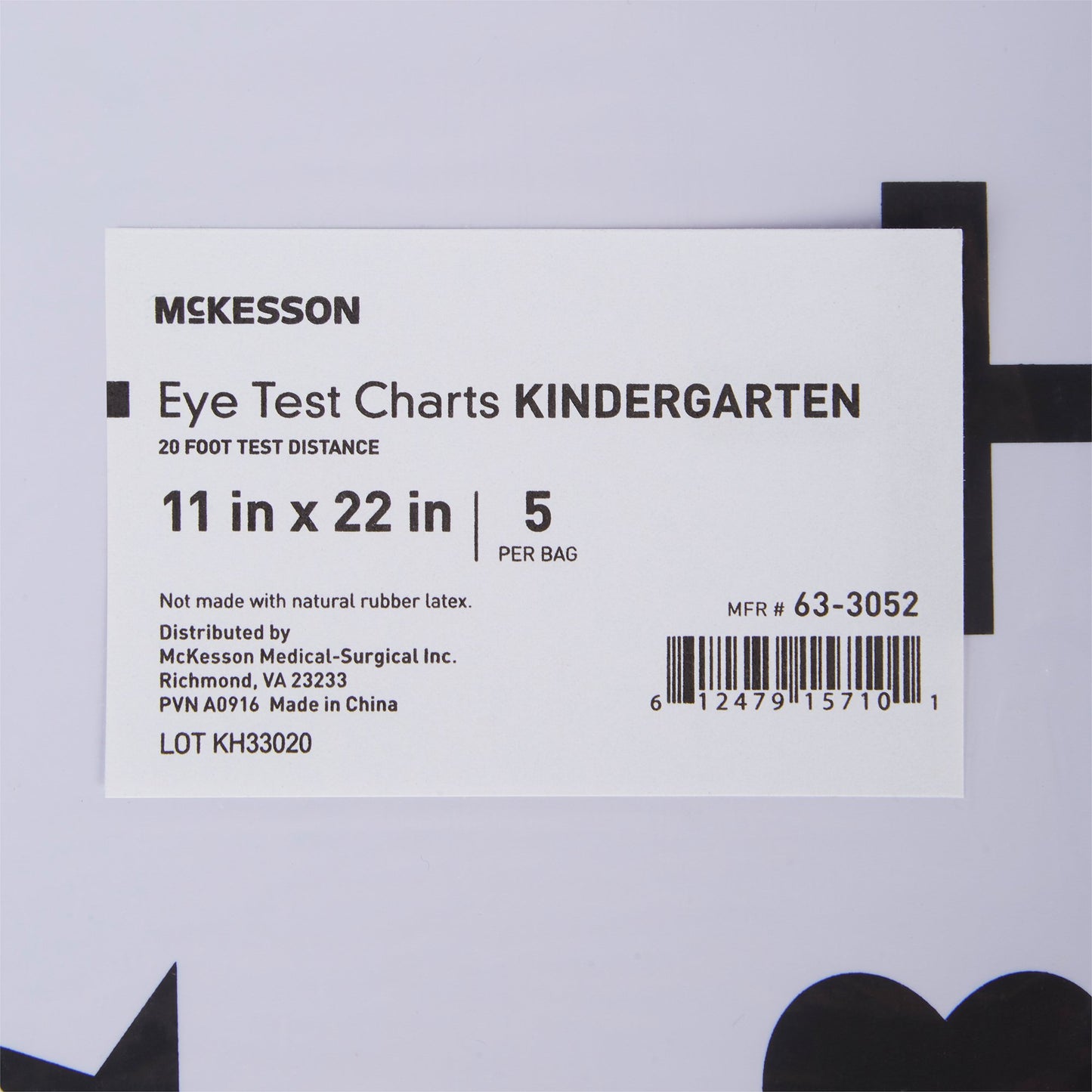 CHART, EYE TEST KINDERGRTN LF 20' 22"X11" (5/BG)