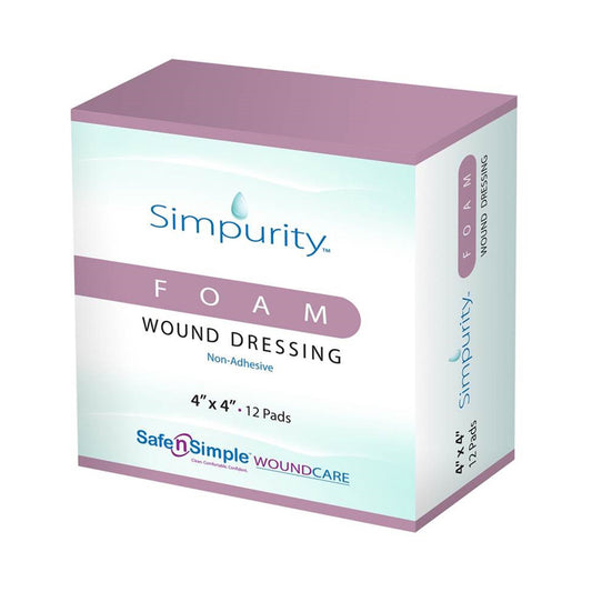 PAD, SIMPURITY FOAM WOUND DRESSING 4X4 (12/BX 16BX/CS)