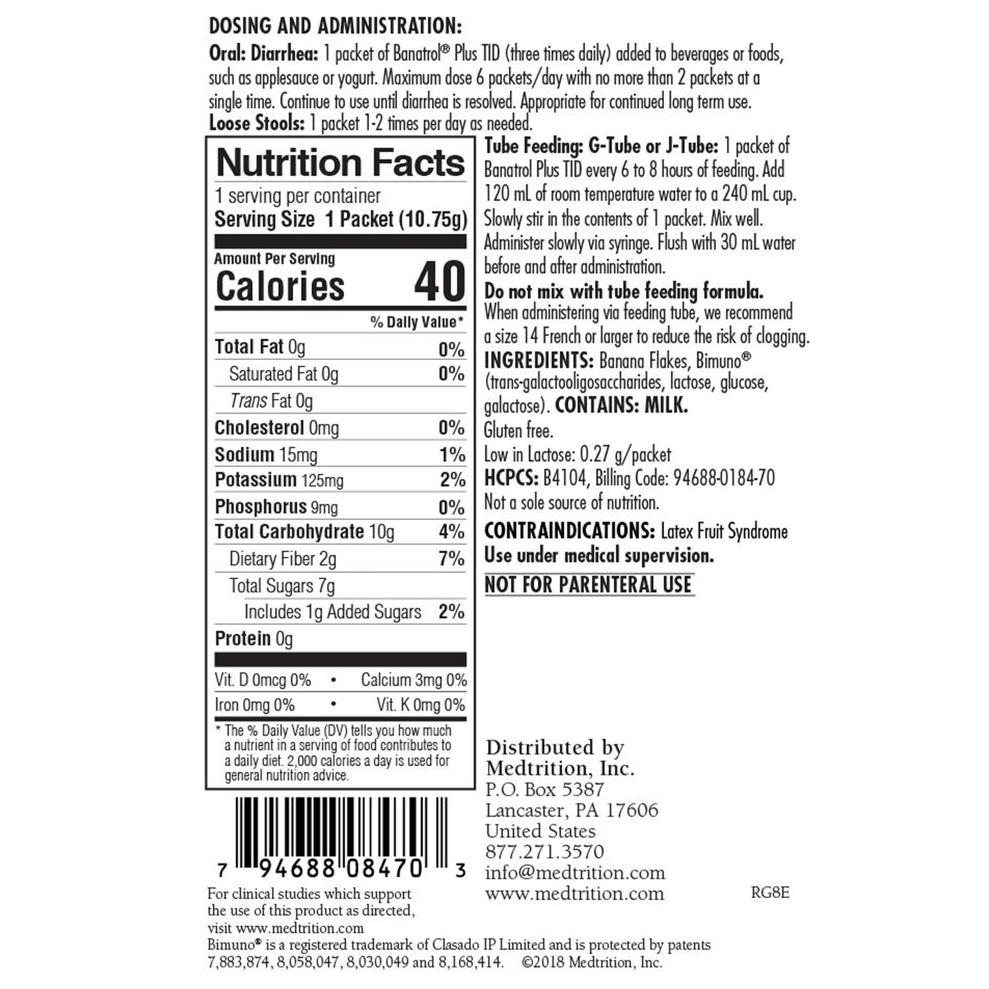 BANATROL PLUS, PDR W/BIMUNO PREBIOTIC 10.75G (75/CS)