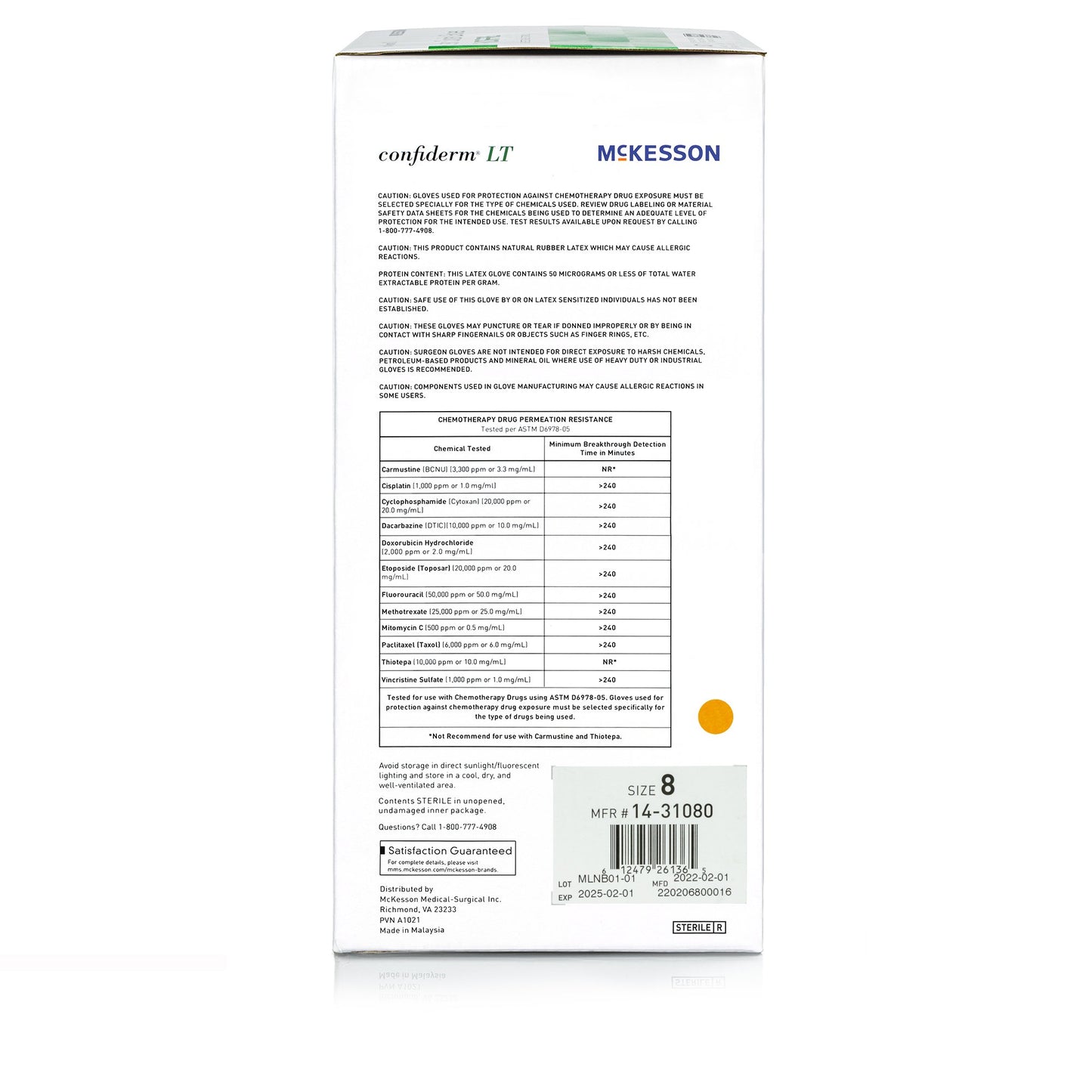 GLOVE, SURG CONFIDERM LT LTX 8.0 STR2 TXT (50PR/BX 4BX/CS)