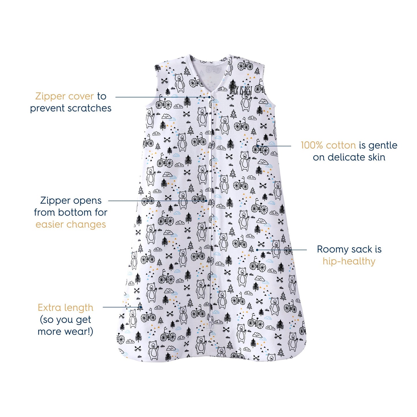 BLANKET, WEARABLE SLEEPSACK MULTI BEARS MED (4/CS)