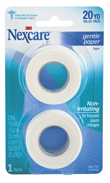 TAPE, PAPER FIRST AID NEXCARE GENTLE 1"X10YD (2/PK 24PK/BX)