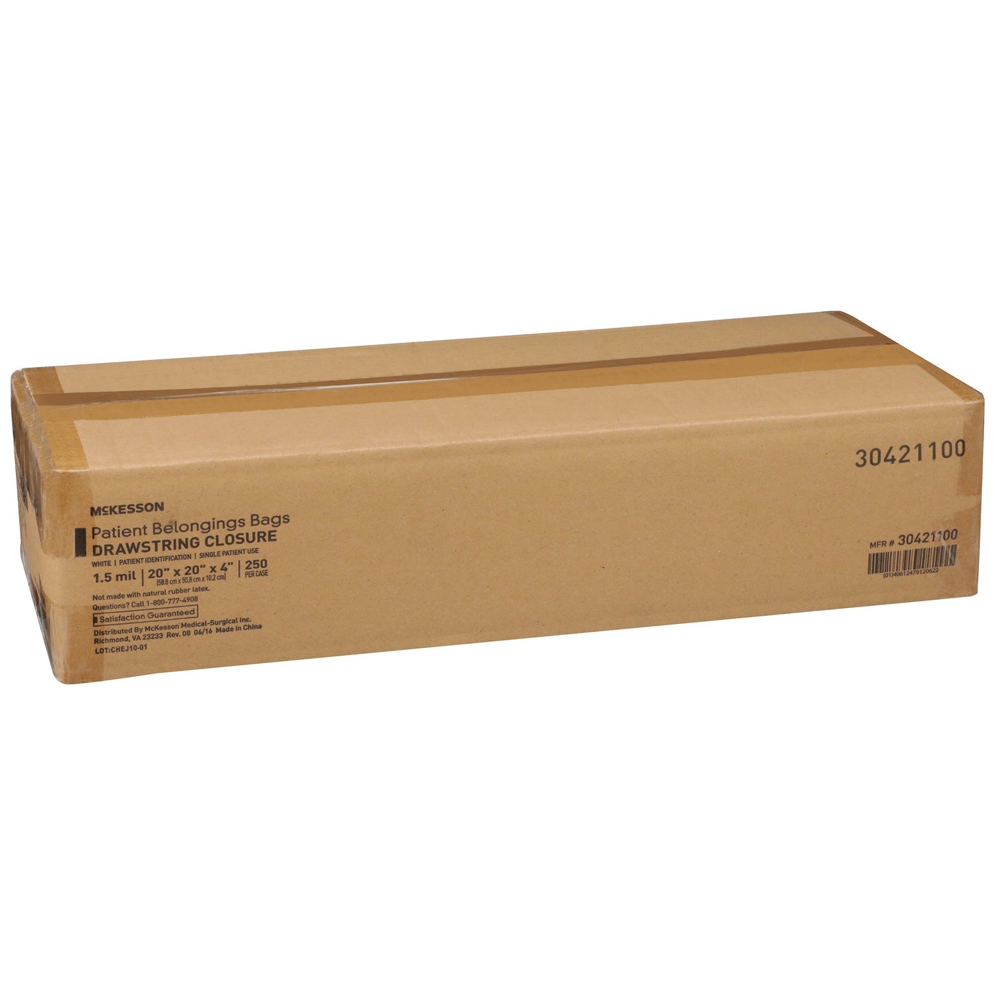 BAG, PAT DRWSTRNG 20X20X4 WHT (250/CS)