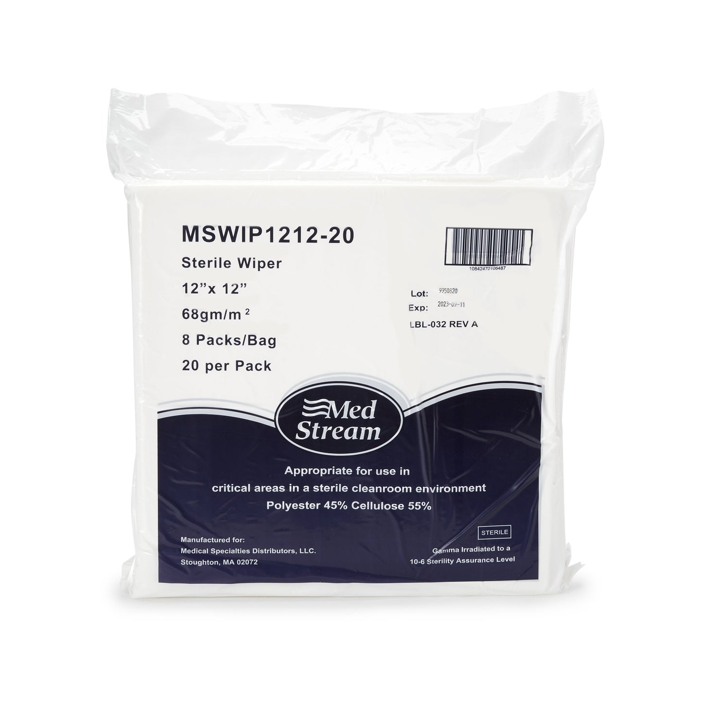 WIPE, DRY SURFACE LINT FREE STR 12"X12" (20/PK 64PK/CS)