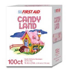 BANDAGE, ADHSV CANDY LAND 3/4X3" (100/BX 12BX/CS)