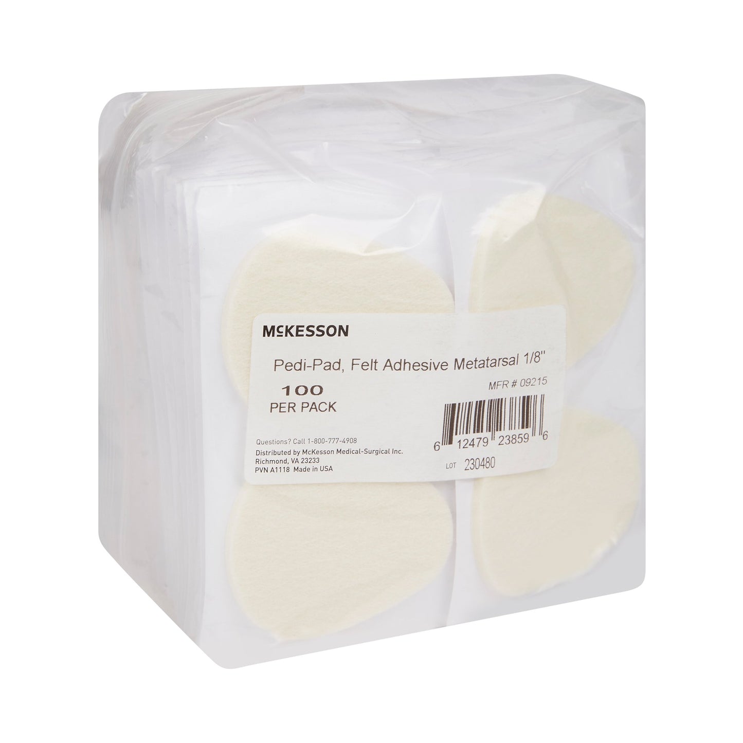 PAD, FELT ADH METATARSAL 1/8" (100/PK 20PK/CS)