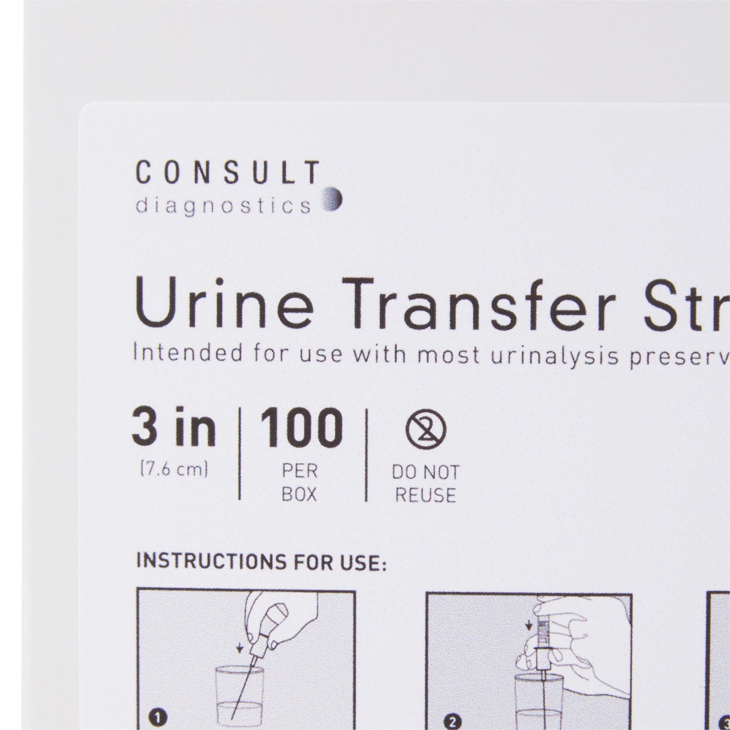 COLLECTION STRAW, F/URINE TRANSFER DEVICE N/S 3" (100EA/BX)