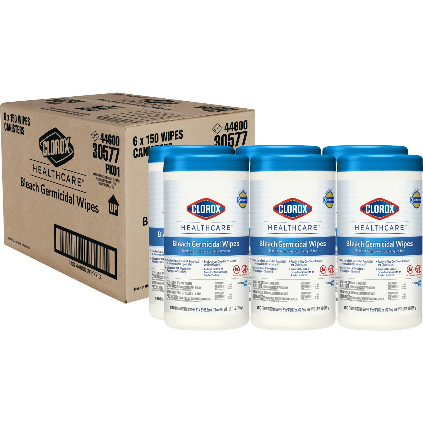 WIPE, CLOROX GERMICIDAL 5X6 (150/PK 6PK/CS) SALFLD