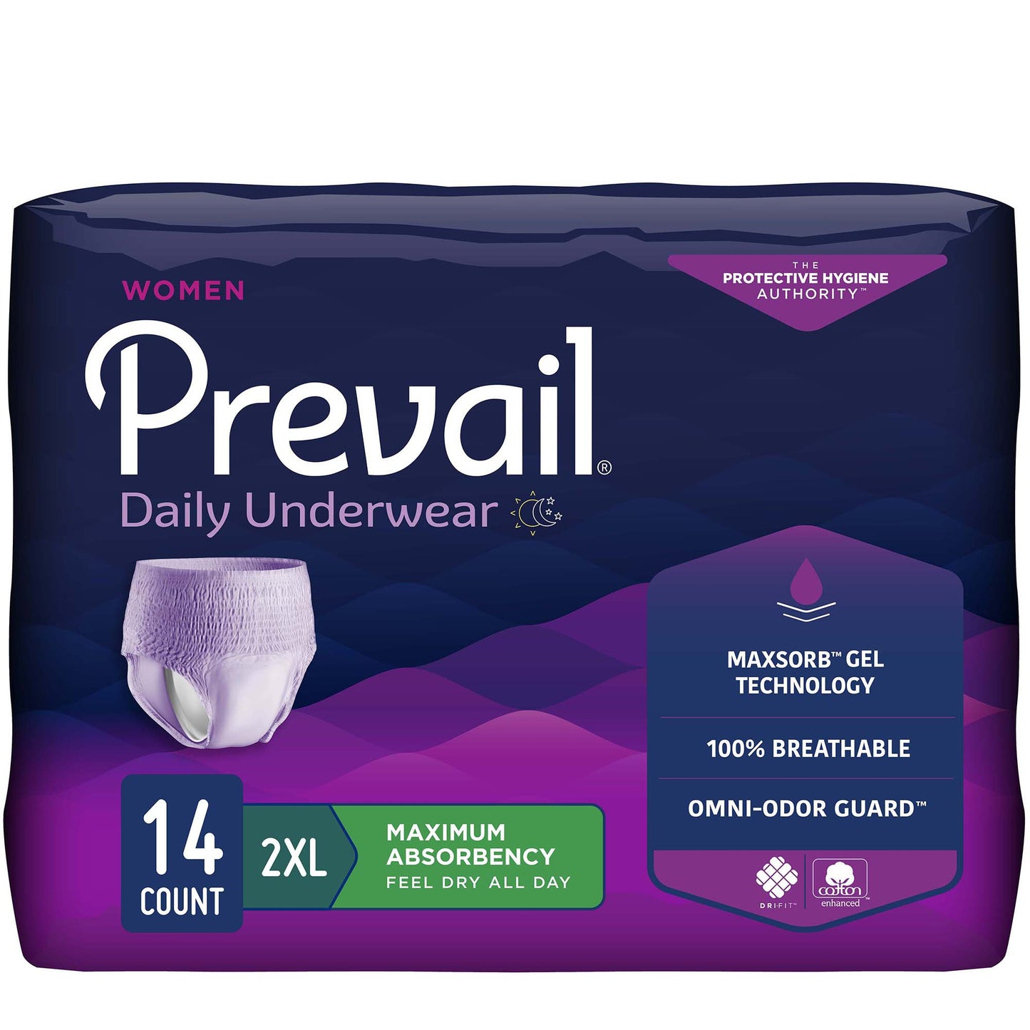 UNDERWEAR, PREVAIL WOMEN 2X-LG64"-80" (14EA/BG 4BG/CS)