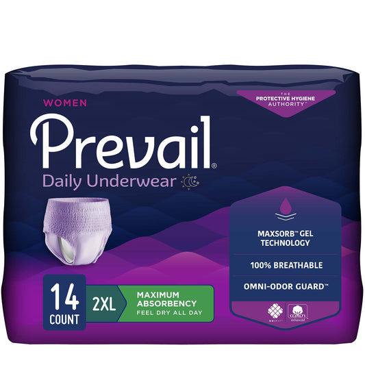 UNDERWEAR, PREVAIL WOMEN 2X-LG64"-80" (14EA/BG 4BG/CS)