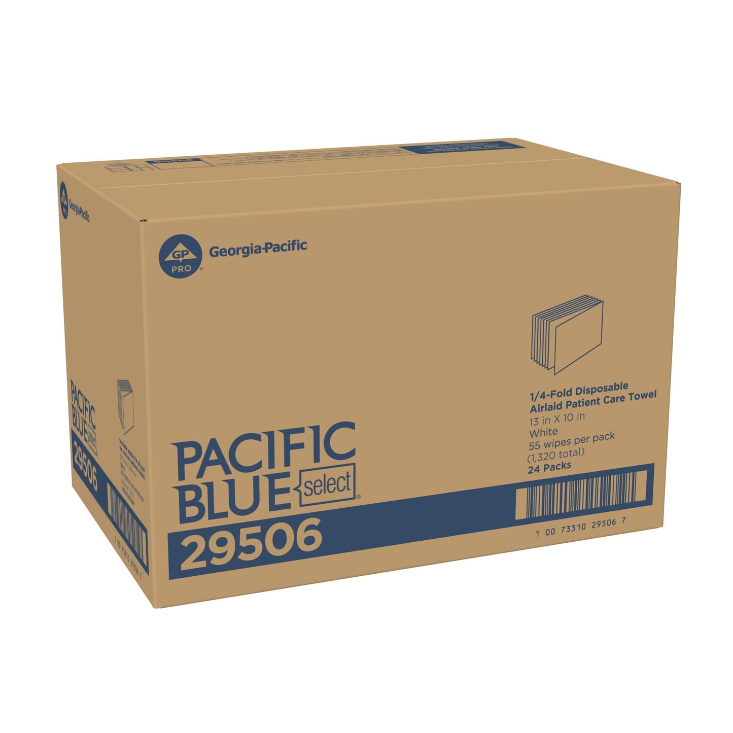 WIPER, PT CARE GP PRO PACIFIC WHT DISP 1/4" (55/PK 24PK/CS)