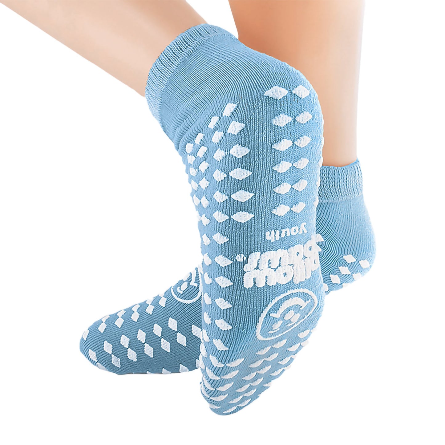 SLIPPER, SOCK 360 IMPRINT BLU YTH (48PR/CS)