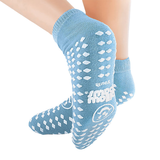 SLIPPER, SOCK 360 IMPRINT BLU YTH (48PR/CS)