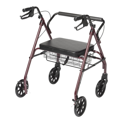 ROLLATOR, BARIATRIC FLDING STEEL 8" WHEELS RED 500LB (1/CS)