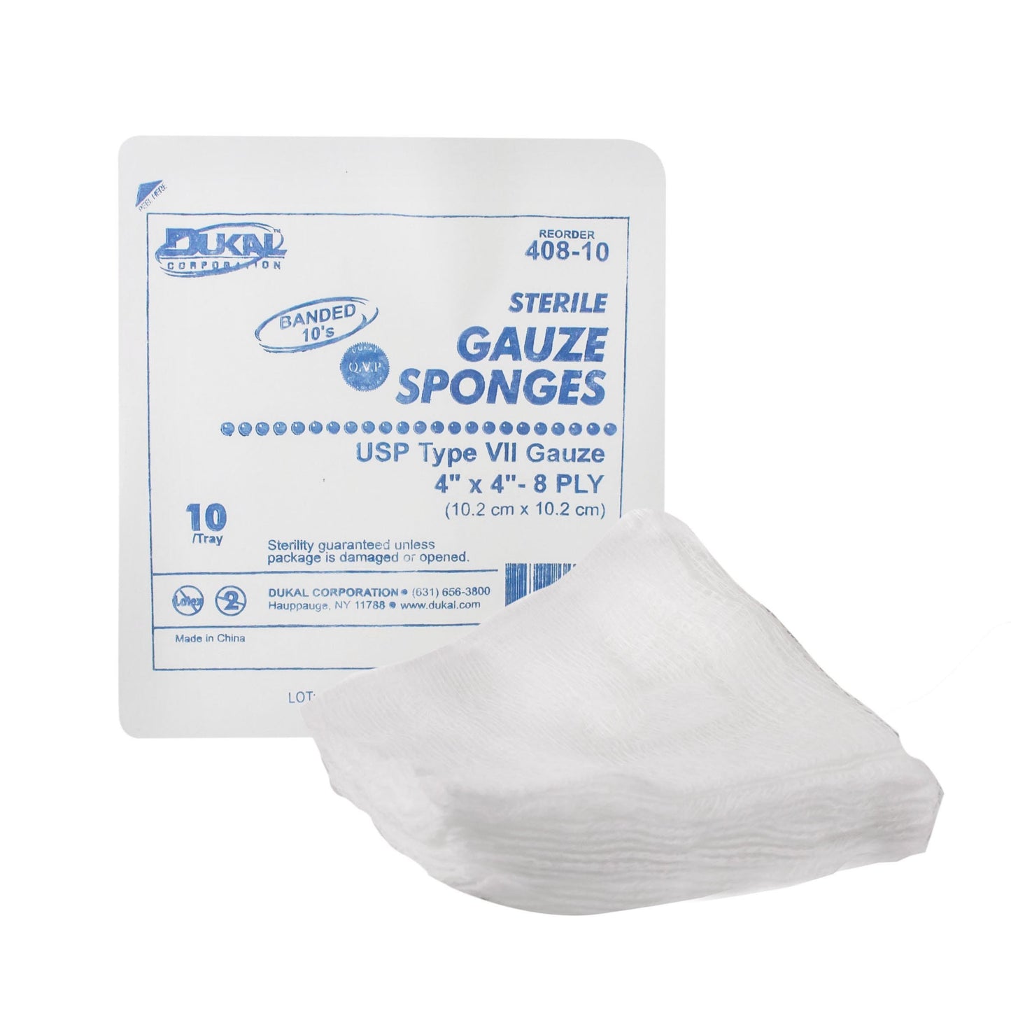 SPONGE, GAUZE 8PLY 4X4 STR (10/PK 128PK/CS)