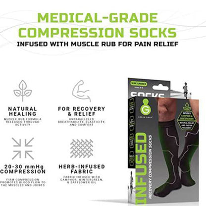 SOCKS, KNEE-HI COMPRSN INFUSEDBLK SM/MED (48PR/CS)