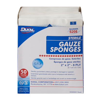 SPONGE, GAUZE 8PLY STR 2"X2" (100/BX 30BX/CS)