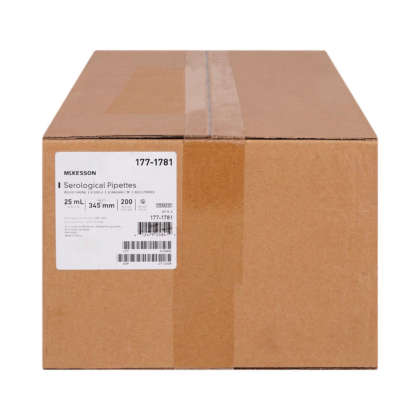 PIPETTE, SEROLOGICAL STD TIP STR RED BAND 25ML (200/CS)