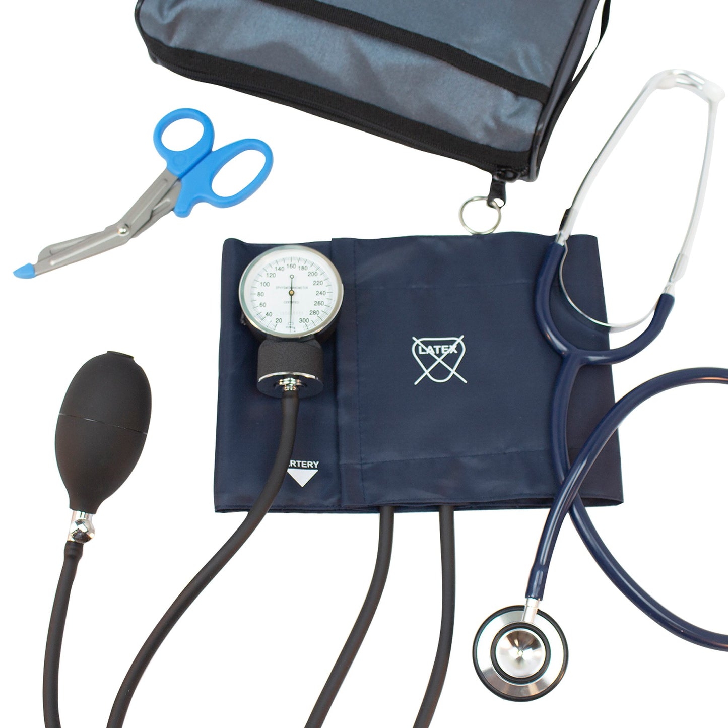 COMBO KIT, BP W/STETHOSCOPE/SHEARS NO LOGO NVY