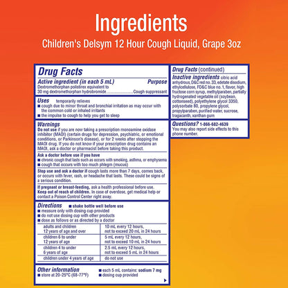 DELSYM, LIQ CHLD 30MG/5ML GRA PR 3OZ