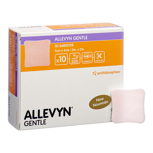 DRESSING, FOAM ALLEVYN GENTLE W/O BRDR 2"X2" (10/BX 6BX/CS)