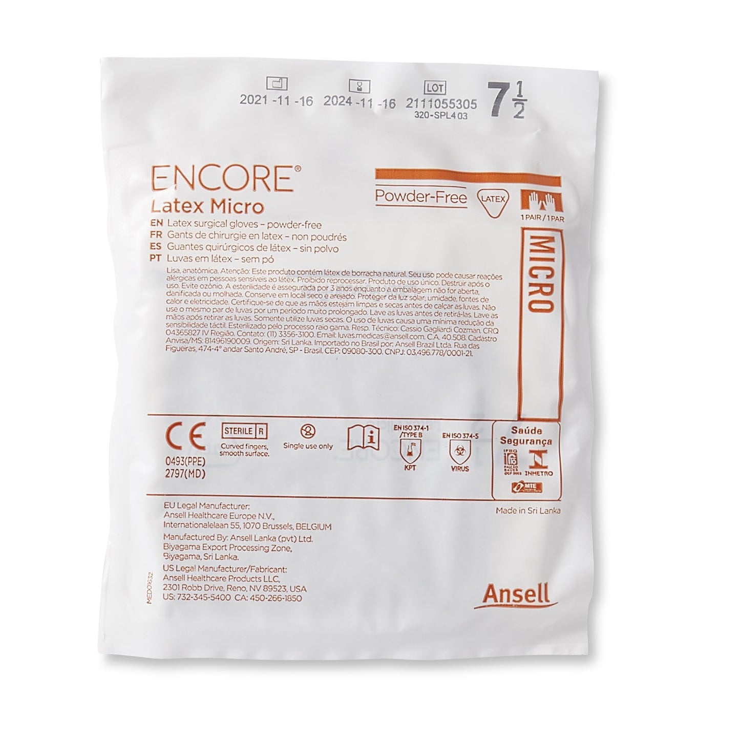 GLOVE, SURG LTX 7.5 STR2 SMTH (50PR/BX 4BX/CS)