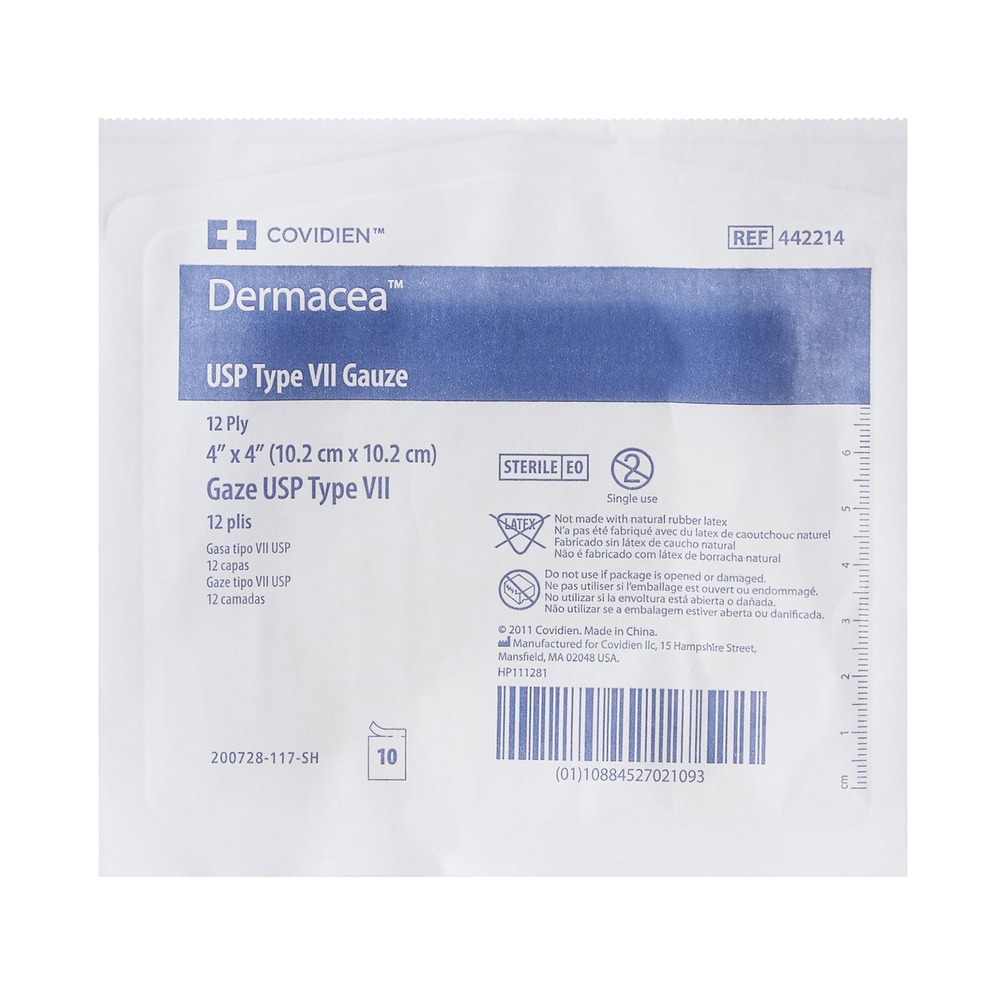 SPONGE, GAUZE DERMACEA 12PLY STR 4"X4" (10/PK 128PK/CS)
