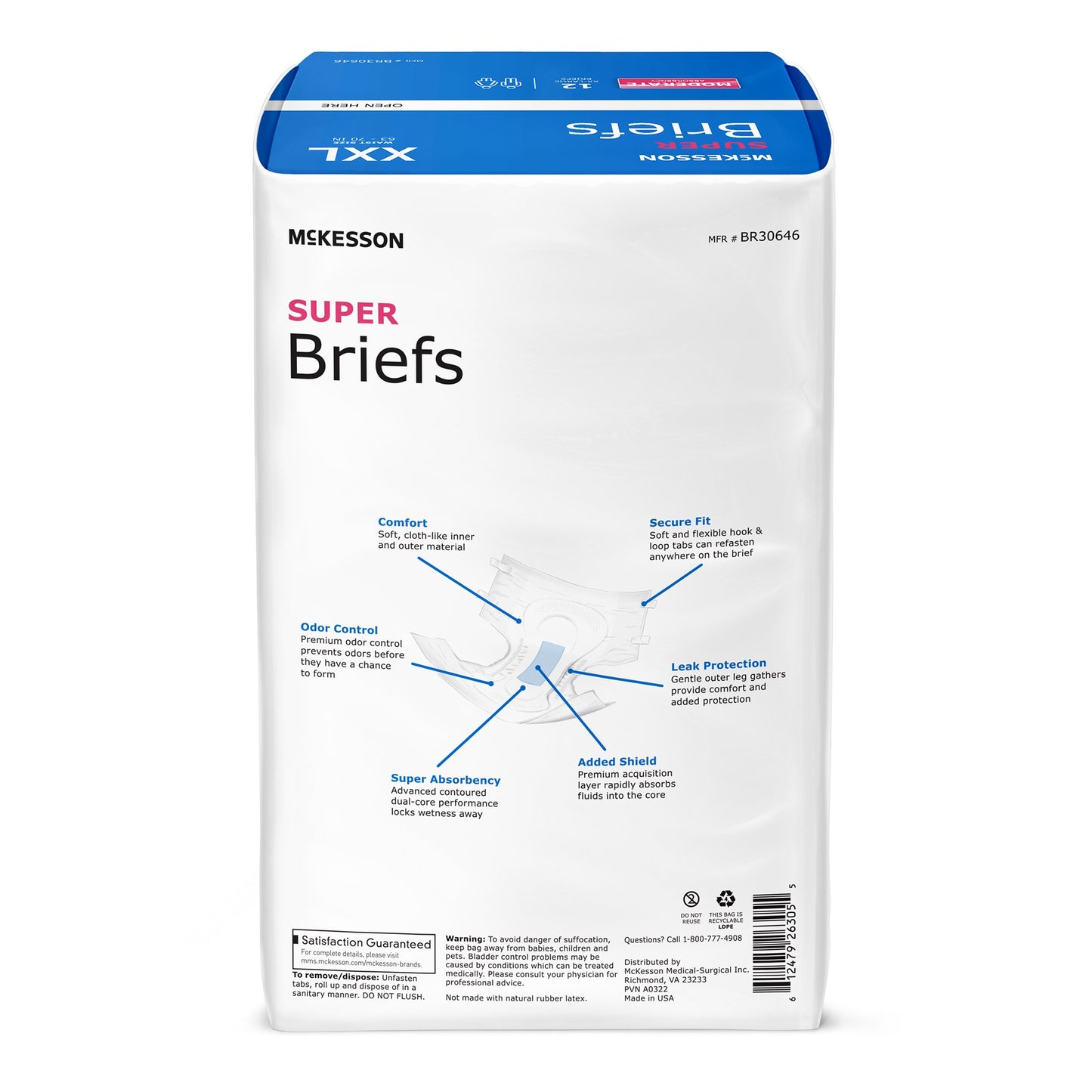 BRIEF, TAB CLOSURE SUPER 2XLG 63-70" (12/BG 4BG/CS)