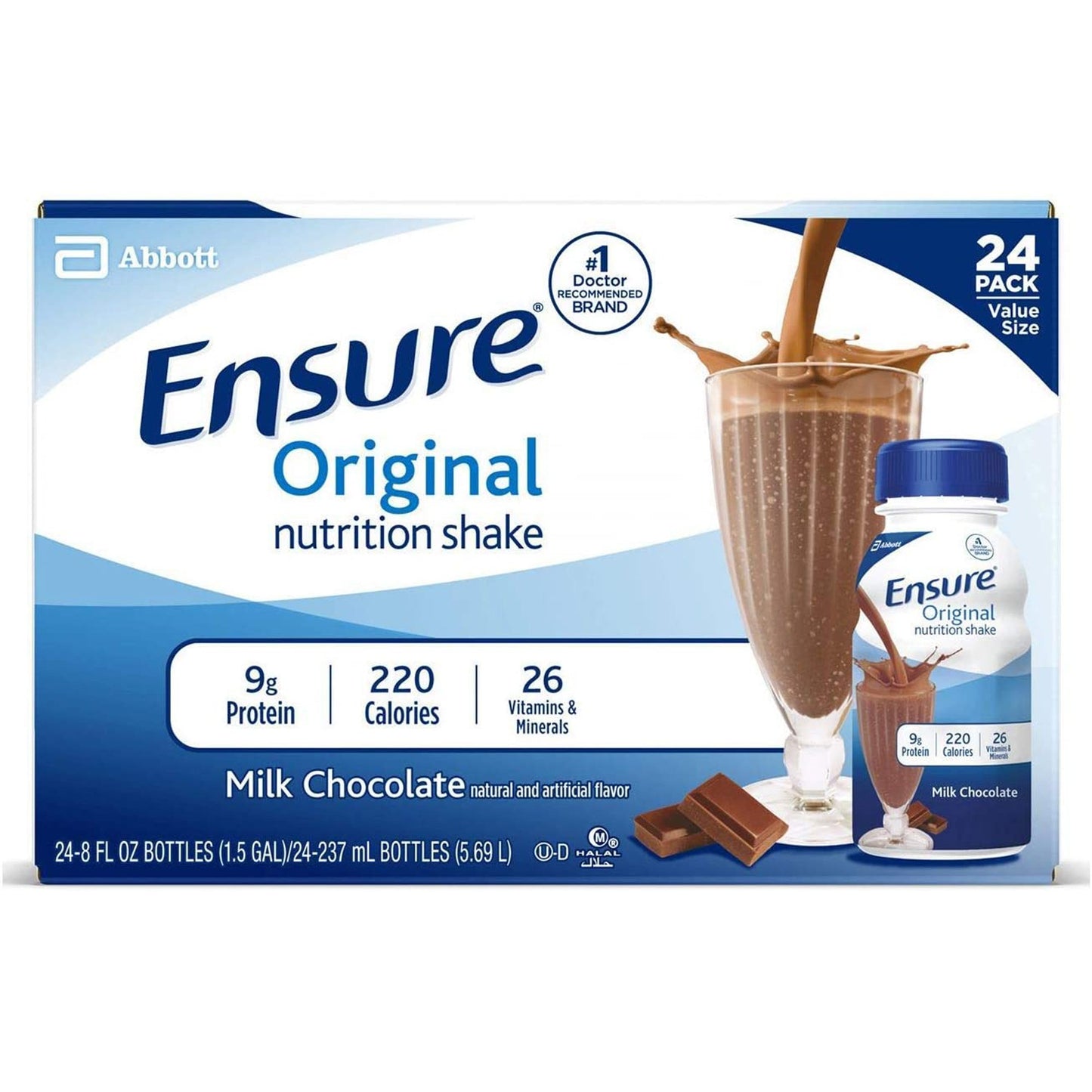 ENSURE, RTD CREAMY MILK CHOC 8OZ BTL (6/PK 4PK/CS)