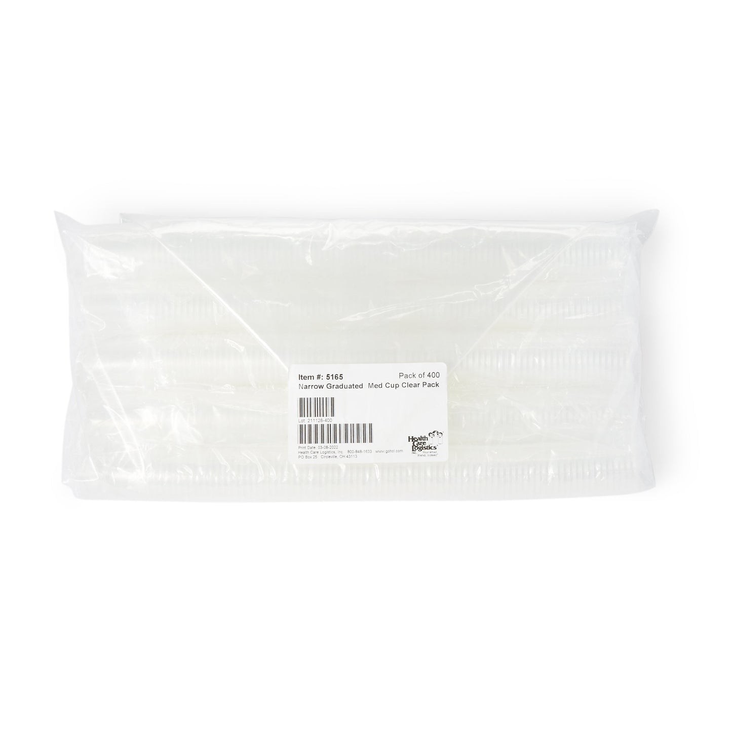 CUP, MED 30CC GRAD NARROW MOUTH CLR (400/PK)