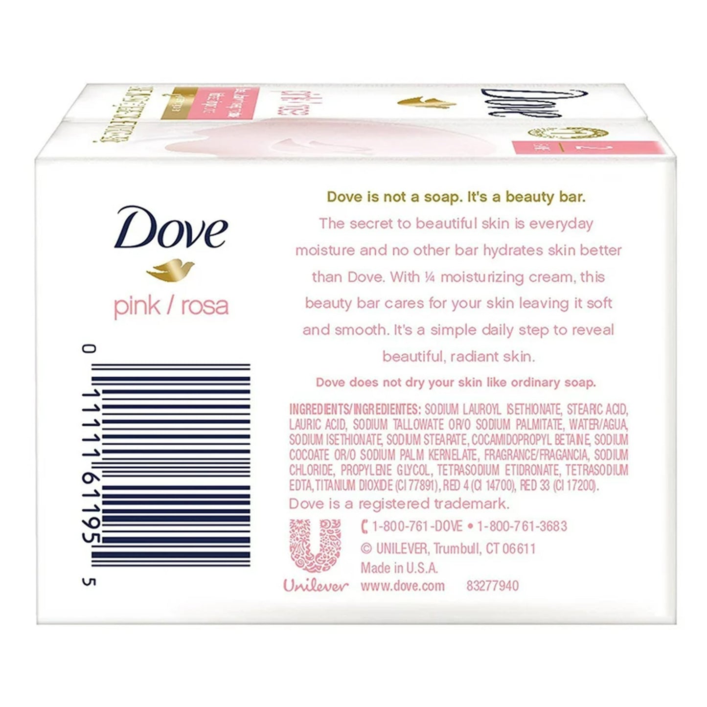 DOVE, BAR PNK 7.5OZ (2/PK)