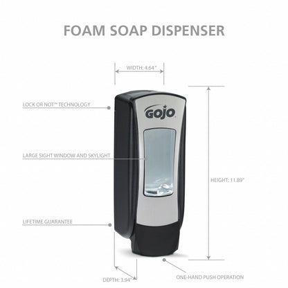 DISPENSER, HANDWASH GOJO ADX-12 CHROME/BLK 1250ML (6/CS)