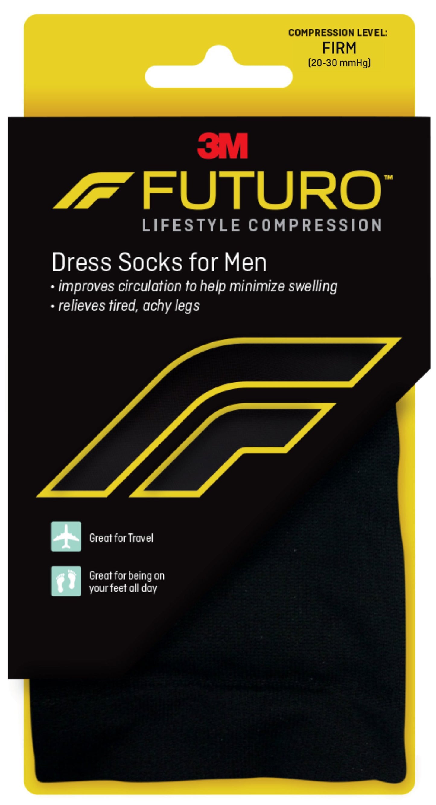 SOCK, COMPRESSION FUTURO DRESSMENS BLK MED (12PR/BX)