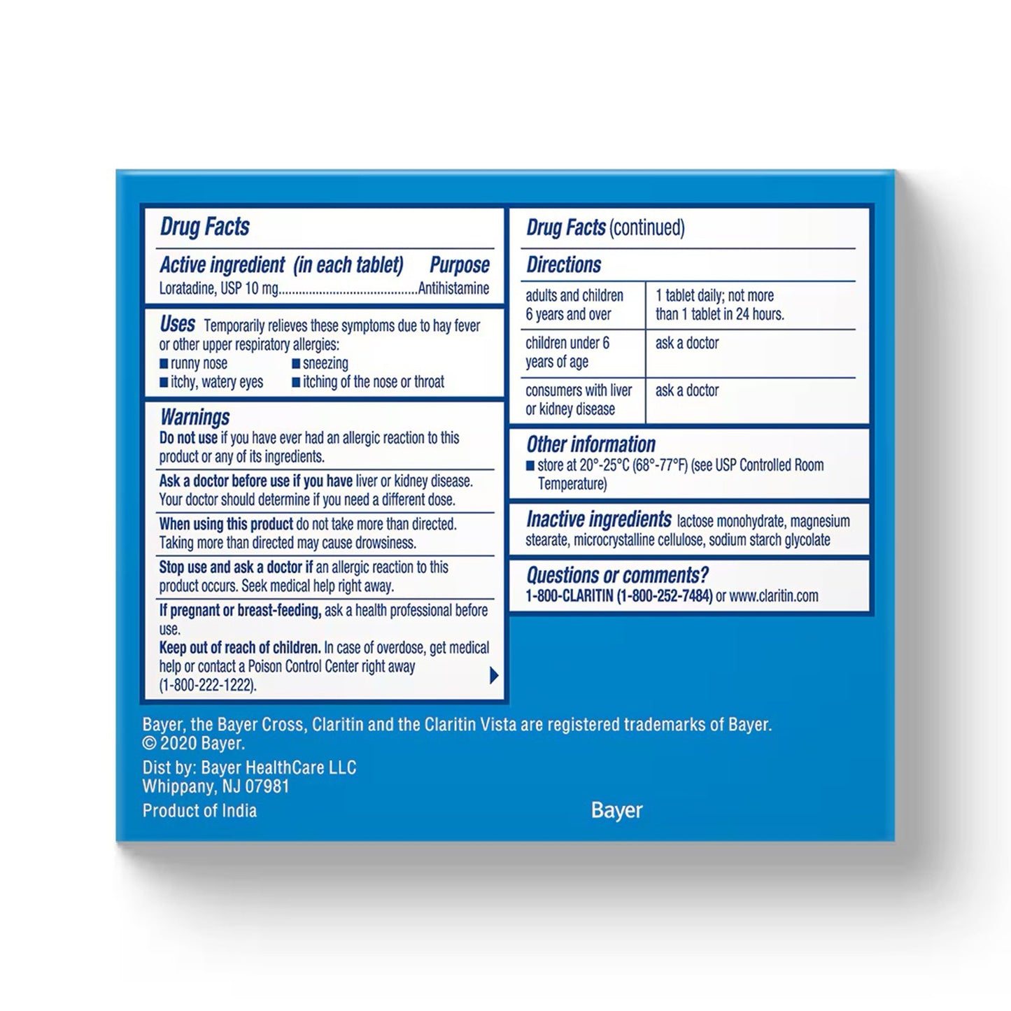 CLARITIN, TAB 10MG ALLERGY 24HR (30/BX)